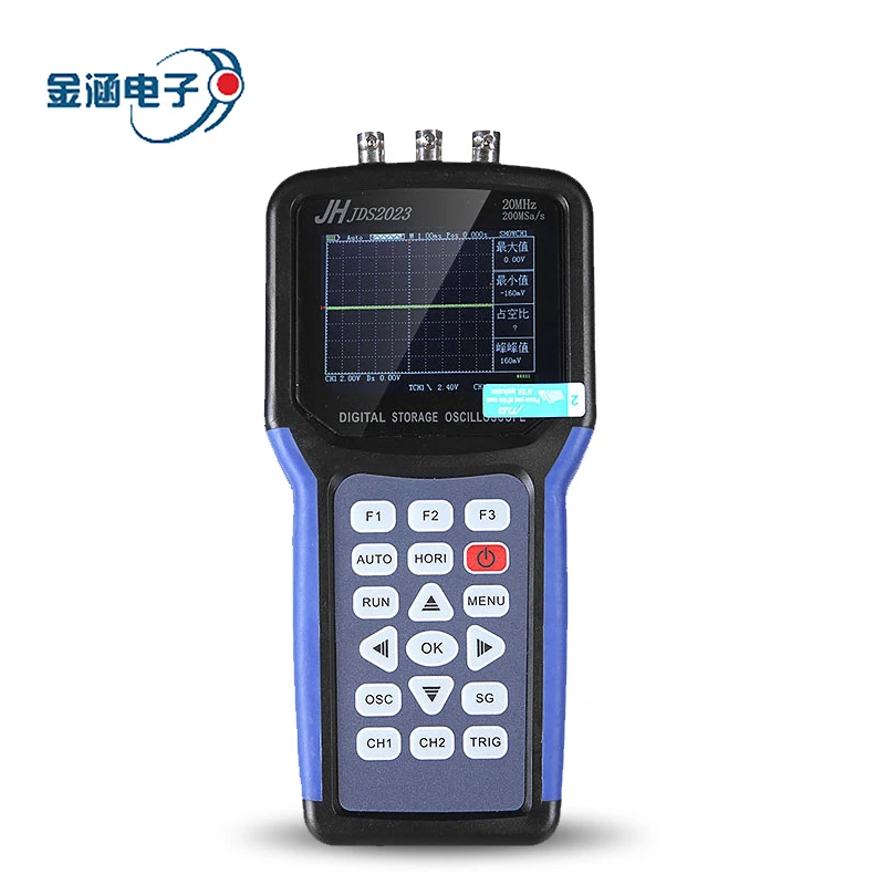 

Jinhan JDS2023 Portable Handheld Oscilloscopee 2CH 20MHz 200MSa/S and Signal Generator AC DC Input Coupling 3.2 inch LCD