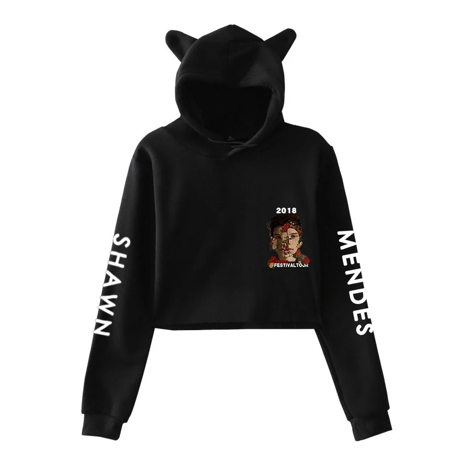 Толстовки Shawn Mendes короткий топ с длинным рукавом милая Женская одежда для девочек
