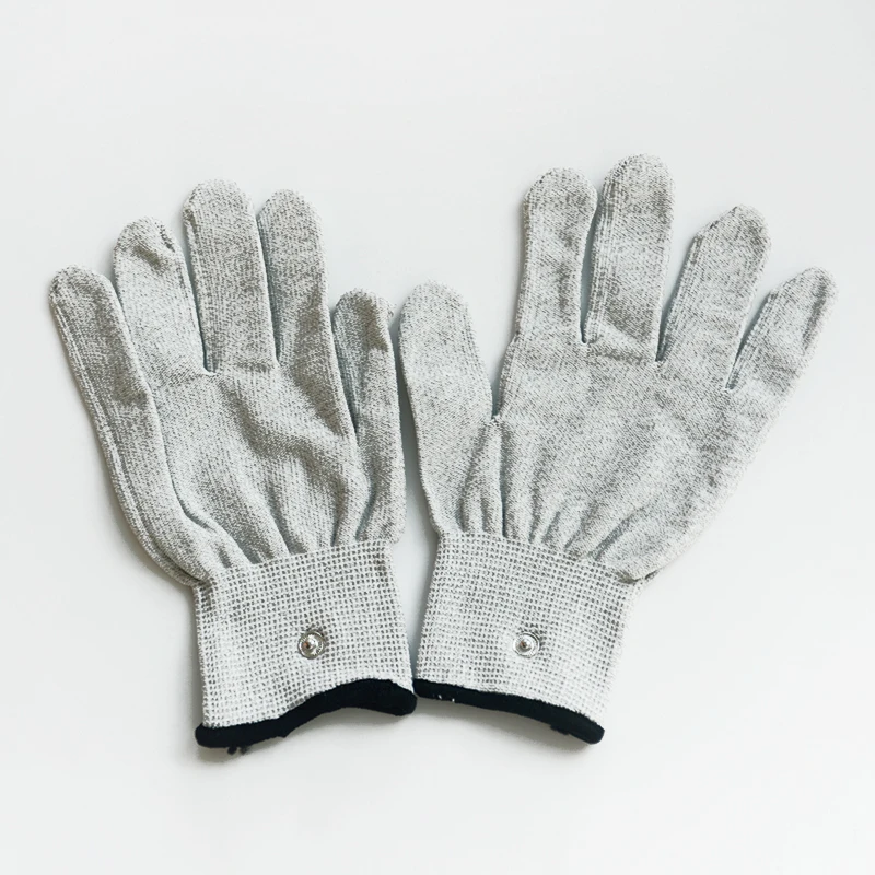 Vendre Gants D'électrode De Massage En Fiber Conductrice Argentée, 2 Paires, 2.5MM, Pour TENS/EMS, Pour Thérapie, Masseur Des Mains, Antistatique/antidérapant