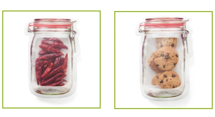 Многоразовые сумки Mason Jar, переносные сумки Mason Jar на молнии, пакеты для хранения еды, пакеты для хранения, Снэк сэндвич, Ziplock