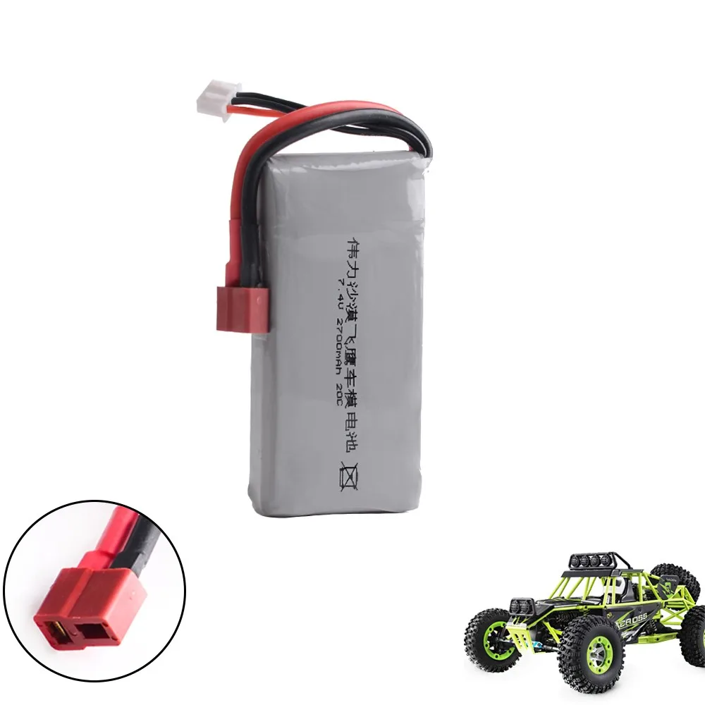 Аккумулятор Lipo 2S 7 4 В 2700 мАч 20C Max 30C для Wltoys 12428 12423 1:12 запасные части