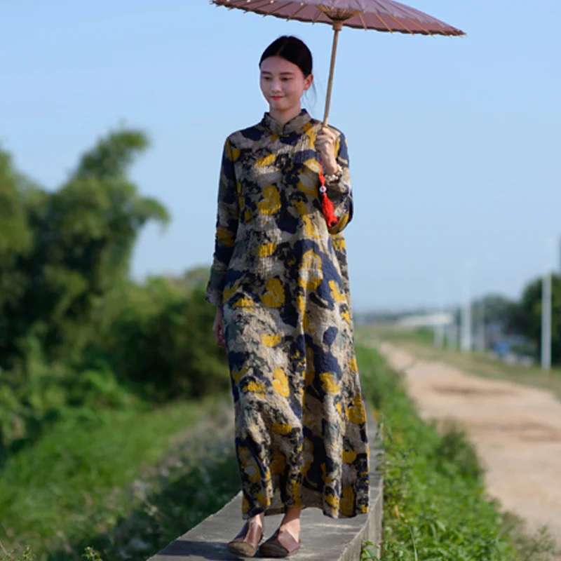 SCUWLINEN 2019 Для женщин осеннее платье винтажный воротник стойка с большим красным