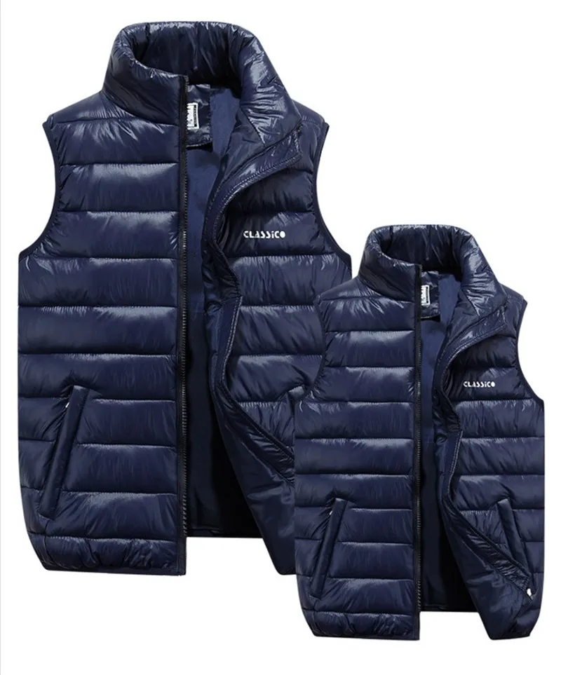 Navy blue Хлопковый жилет для женщин размера плюс 6XL, осенне-зимний светильник, тонкие парки, новая модная куртка, жилет, женская верхняя одежда OKXGNZ - Цвет: Navy blue