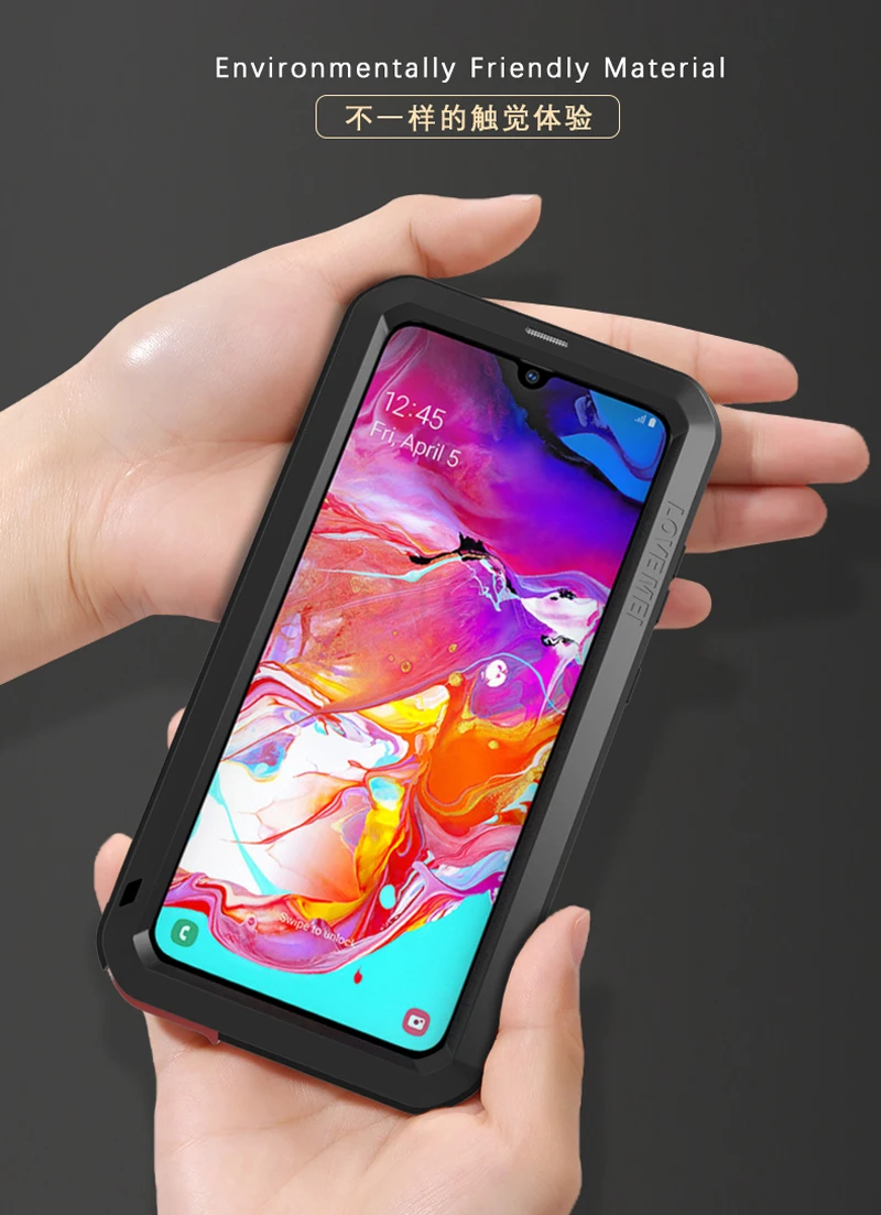 Водонепроницаемый 360 полный корпус защитный чехол для samsung Galaxy A70 чехол противоударный алюминиевый металлический задний Чехол для samsung A70 чехол s