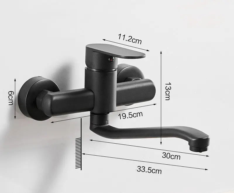 

Kitchen Faucet Brass Sink Mixer Tap Hot and Cold Single Handle Faucet Wall Mounted Washing Basin Tap Black Mop Pool Faucet
