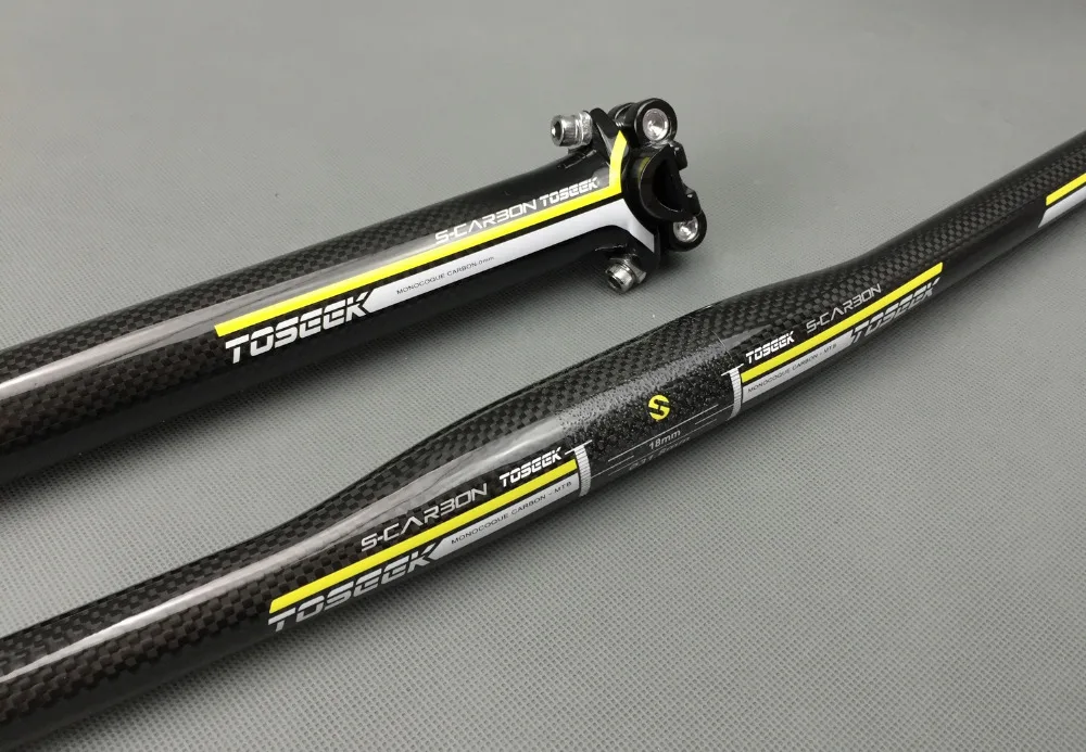 Карбоновый комплект рулей для велосипеда плоский руль + стержень подседельный