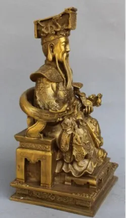YM 308 17&quot Chinese Taoism Bronze Deity Heaven Jade Emperor On Dragon Chair Ruyi Statue | Дом и сад