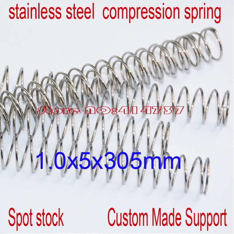 

5pcs 1*5*305mm stainless steel spot spring 1.0mm wire hammer spring Y type compression spring pressure spring OD=5mm