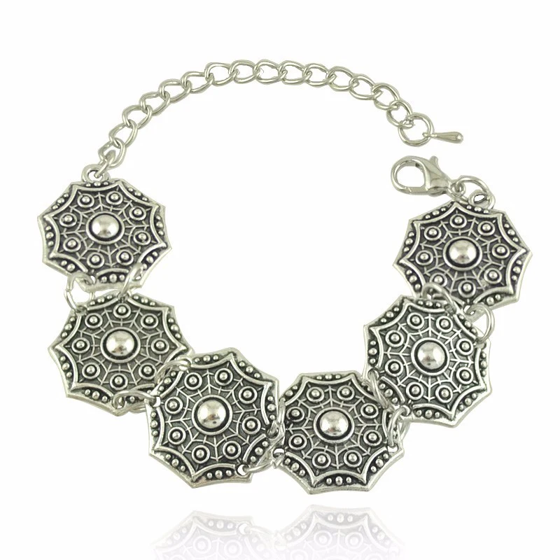 

Boho Jewelry Tribal Jewelry Set Antique Silver Coins Choker Necklace Bracelet Set Bohemian Ethnic Jewelry Set