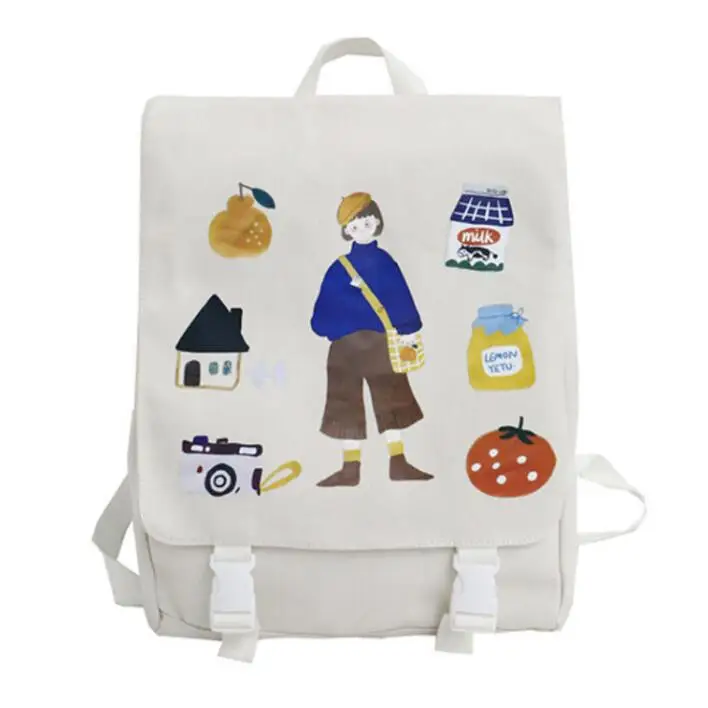 Женский холщовый школьный рюкзак для подростков Mochilas Bookbag модный школьный рюкзак для девочек черная школьная сумка - Цвет: white BaiYue9315