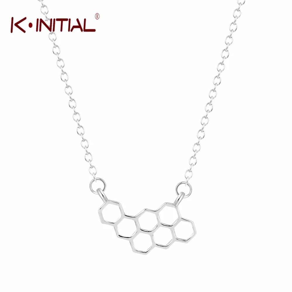 

Kinitial Geometric Bee Hive Necklace for Women Honey comb honeycomb necklace Bee hive Beehive Hexagon Necklace boho