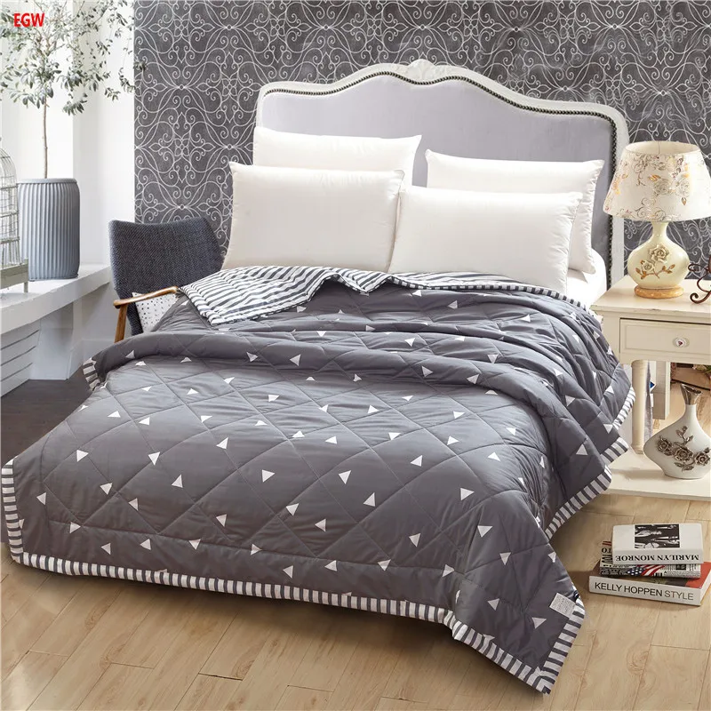 

Home textile gray geometric Summer comforter black and white quilts patchwork throw bed 150*200cm 200*230cm full queen bedspread