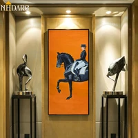 classic modern orange horse racing canvas print painting poster cool wall art pictures for entryway large size home decor