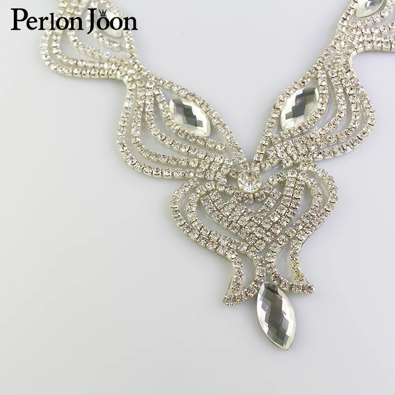 Глубокий V-образный кристалл воротник стразы декольте патч горячей фиксации