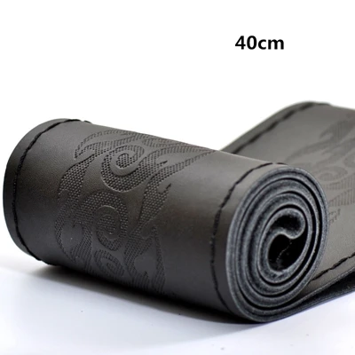 40 Black Thread Натуральная Кожа DIY авто чехлы на руль 38 см рутиловая оплетка рулевая игла и резьба аксессуары для интерьера 36 см 38 см 40 см - Название цвета: 40 Black Thread