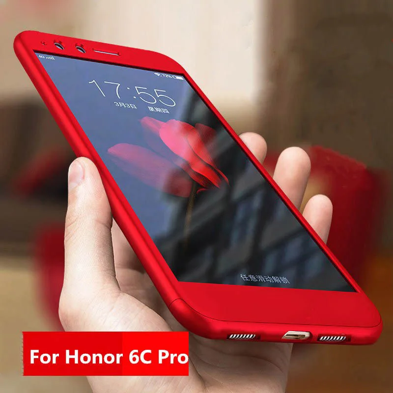 Чехол с полным покрытием корпуса 360 для Huawei Honor 6C Pro чехол телефона закаленным