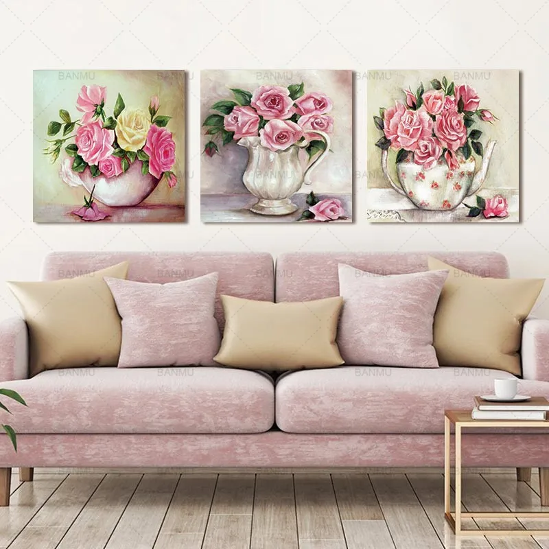 Современные искусственные настенные картины 3 панели Настенная картина на