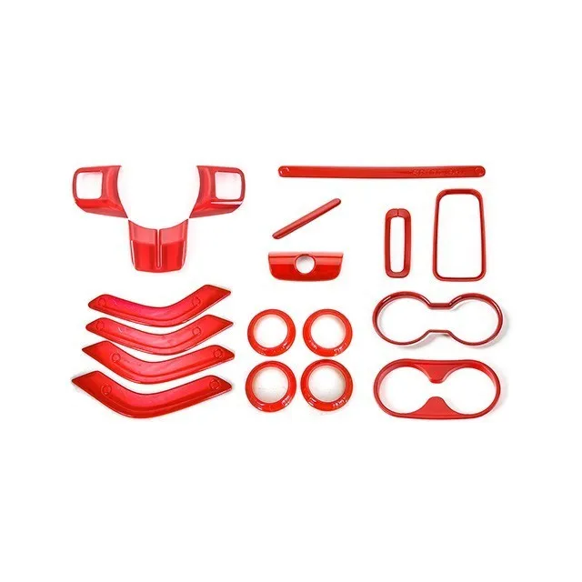 18 pcs red MOPAI молдинги для салона, красный набор для украшения салона автомобиля, наклейки для Jeep Wrangler JK 2011-, автомобильные аксессуары, Стайлинг - Название цвета: 18 pcs red