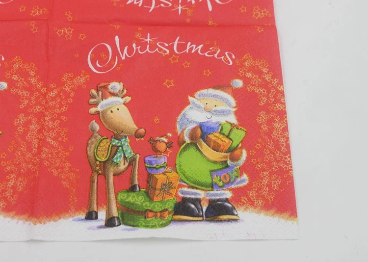 [RainLoong] Рождественский олень Санты Бумага салфетки для торжеств и из ткани