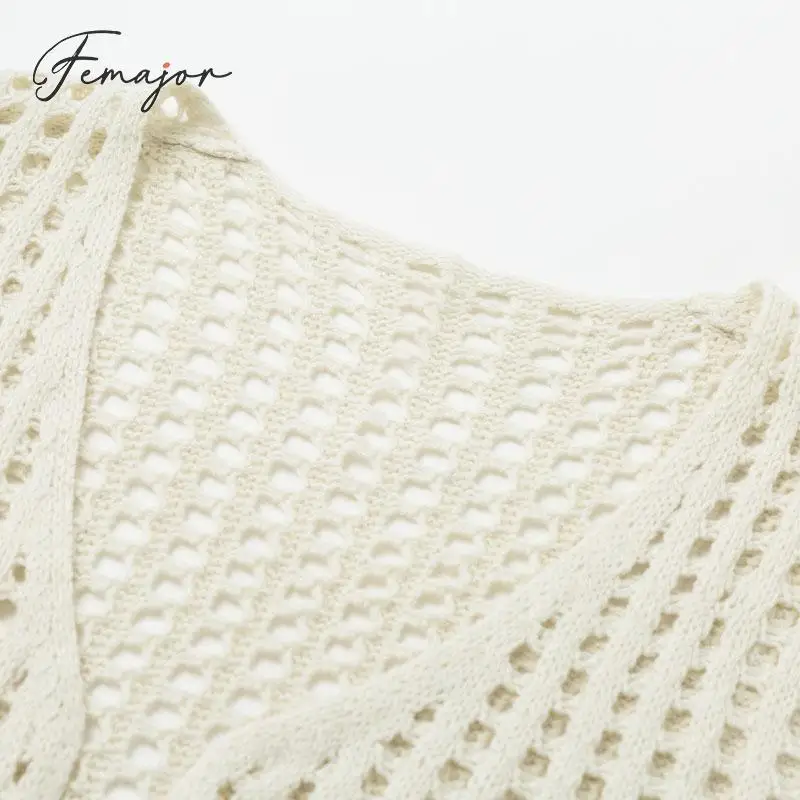 Фото Femajor Women Autumn Solid Color Cardigan Casual Thin Long Sleeve Knitted Coat Hollow out Stitch Mujer Plus Size Jacket Femajor Women Autumn Solid Color Cardigan Casual Thin Long Sleeve Knitted Coat Hollow out Stitch Mujer Plus Size Jacket
