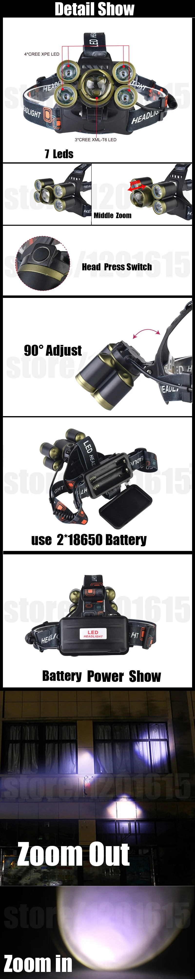 USB 20000 люмен 7 светодиодный налобный фонарь 3* XML T6+ 4Q5, мощный светодиодный налобный фонарь, налобный фонарь с зумом, налобный фонарь, 18650 Аккумулятор, для рыбалки, охоты