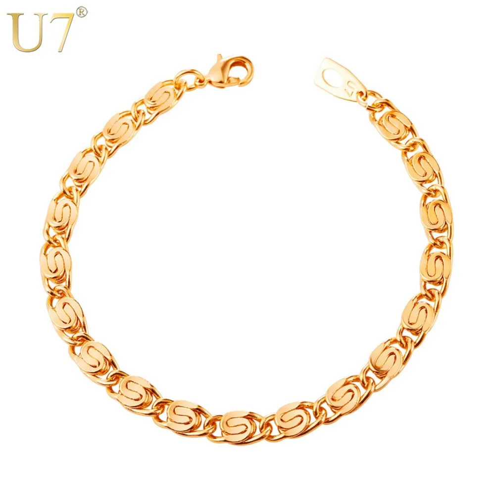 U7 Цепочка На Руку Мужская Улитка Браслет Розовое Золото/Золотой/Серебристый Цвет