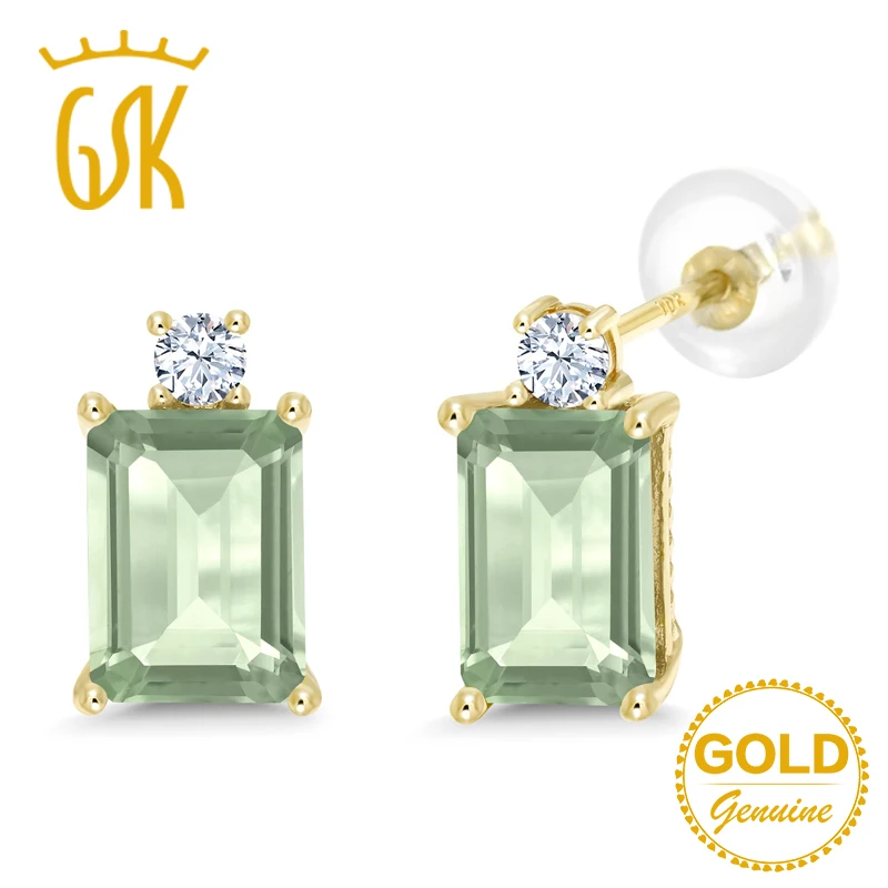 GemStoneKing женские простые элегантные серьги 3 10 Ct Изумрудное кольцо натуральный