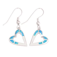 cinily created blue fire opal heart silver plated wholesale for women jewelry engagement dangle earrings 1 14 oh4569