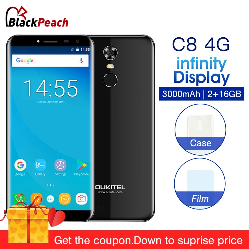 Oukitel C8 4G 5 дюйма 18:9 край менее мобильный телефон Android 7 0 2 GB Оперативная память 16 Гб