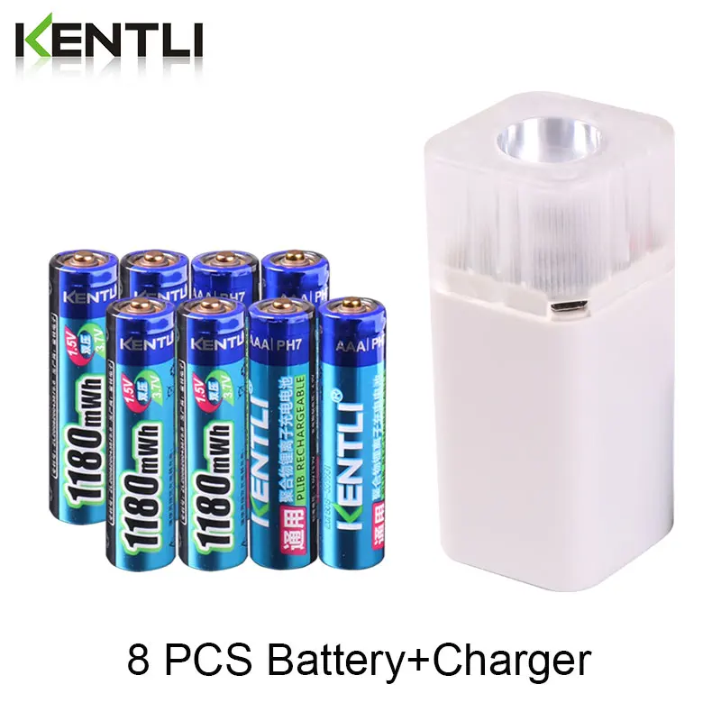 CL57-PH7-8 KENTLI 1,5 v 1180mWh AAA перезаряжаемая полимерная литиевая батарея+ 4 слота aa aaa литиевая батарея зарядное устройство с фонариком - Цвет: CL57-PH7-8