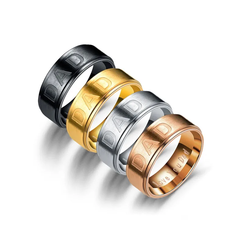 DIY Jewelry 4 Colors Stainless Steel Engraved Ring I Love You Dad Rings for Men Birthday Christmas Father's Day anillos | Украшения и