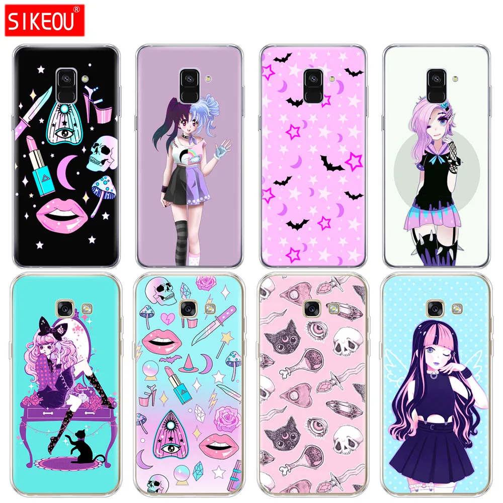Силиконовый чехол для телефона Samsung Galaxy A6 A8 2018 A3 A310 A5 A510 A7 2016 2017 Pastel Goth Girl летучие