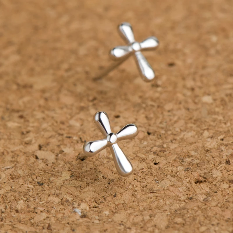 Женские серьги-гвоздики VICHOK Cross Простые Модные серьги из стерлингового серебра 925