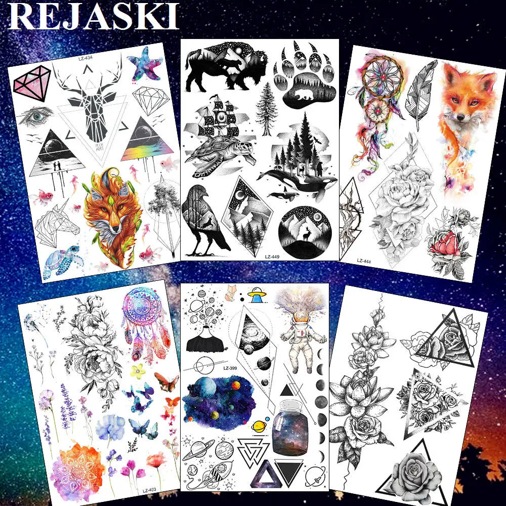 Временные татуировки REJASKI Turtle Bison Paw Mountain для мужчин и женщин стикер астронавт