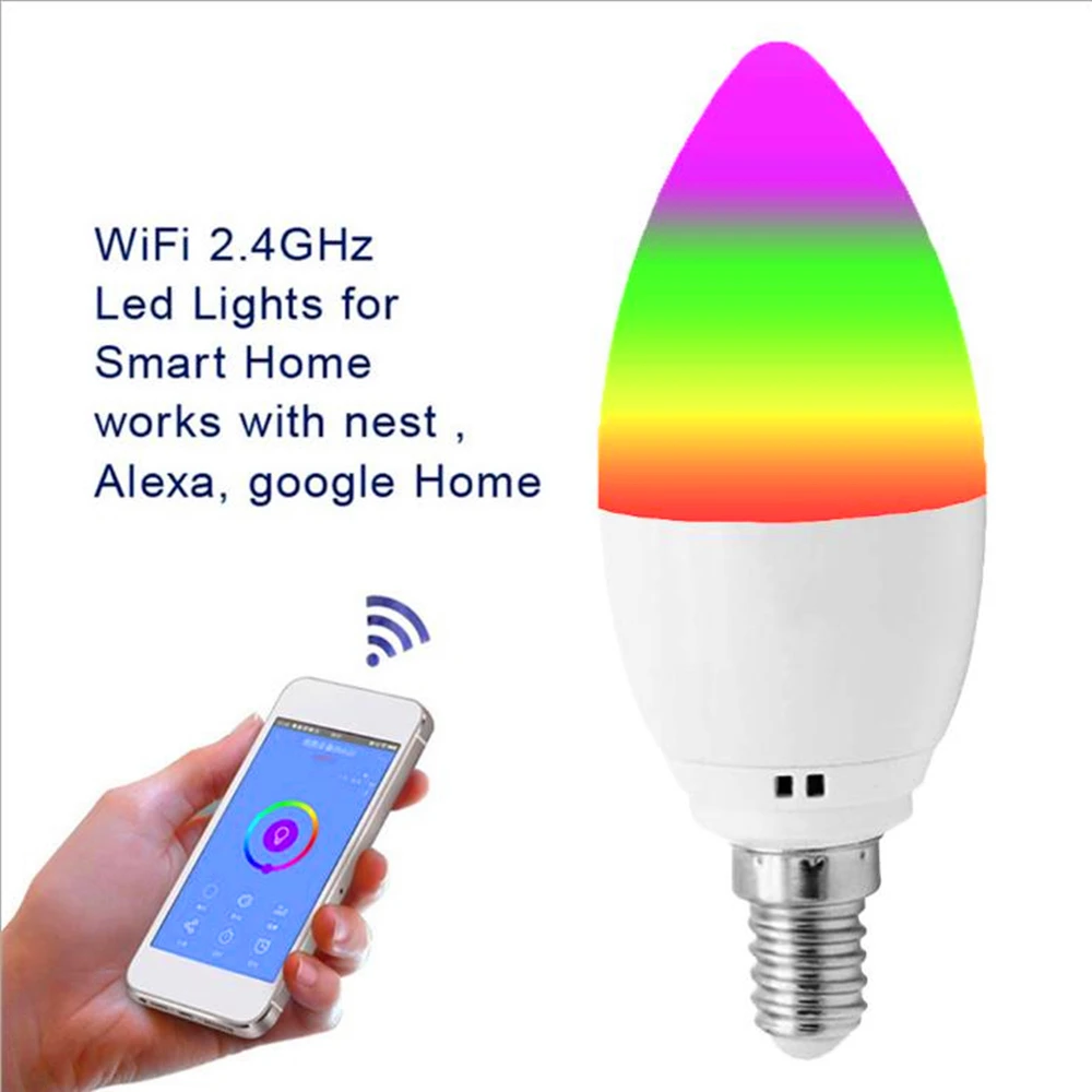 Wifi умная лампа Светодиодная умный дом E14/E27 led RGB поддержка Alexa/Google Home/IFTTT умное