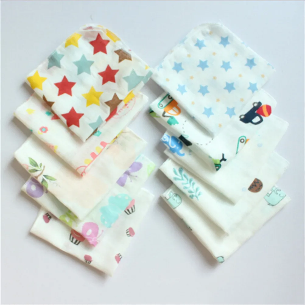 Cotton Feeding Square Towels Handkerchief Gauze Newborn Baby Infant Cartoon Face Hand Bathing Towel Bibs 2pc | Детская одежда и