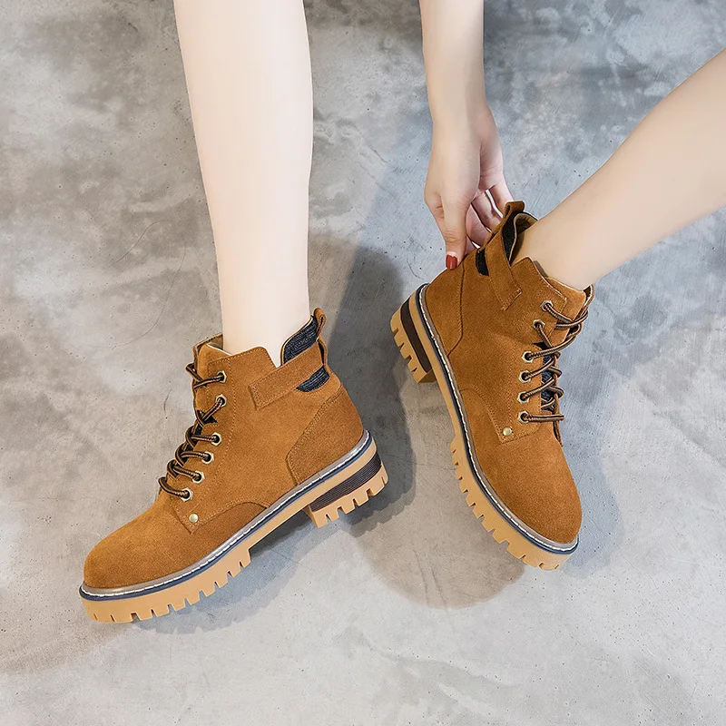 Модные женские ботинки для отдыха в стиле ретро с круглым носком на среднем