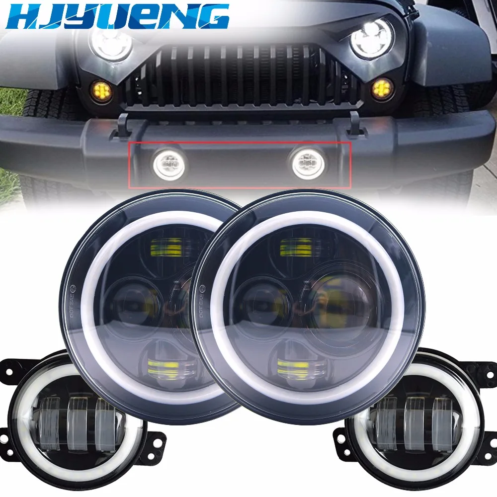 HJYUENG Wrangler JK светодиодный 7 дюймовый круглый светильник H4 дальнего и ближнего