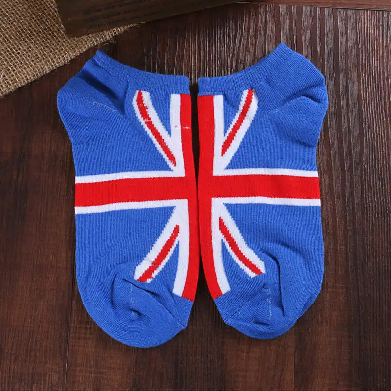 UK Flag Распродажа; 1 пара детских носков для мальчиков; носки-башмачки; нескользящие хлопковые носки в полоску с цветным флагом для женщин - Цвет: UK Flag