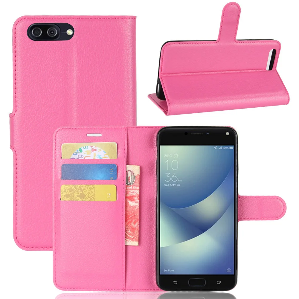 

100pcs/lot Free shipping Lychee Wallet Leather Case Stand Card Holder For ASUS Zenfone 4 MAX ZC554KL A450CG ZB501KL ZE553KL