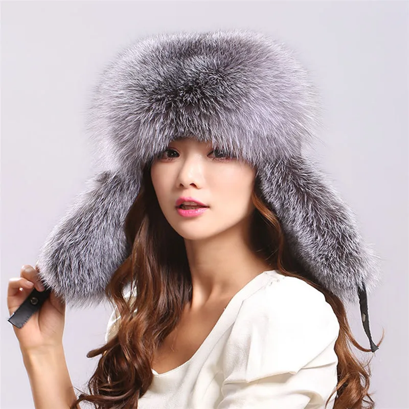 2019 модная Очаровательная шапка из натурального серебряного лисьего меха женская