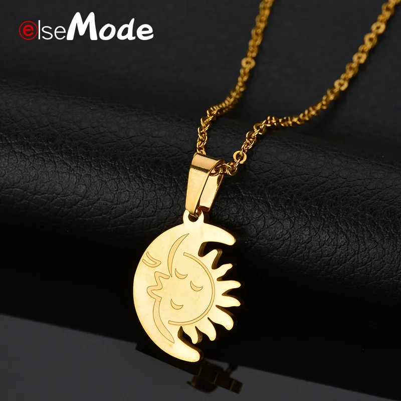 ELSEMODE любовник Луна объятие поцелуй солнце милый кулон может выгравировать имя