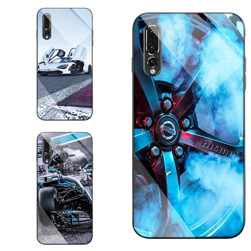 luxury carcasa phone case for Huawei p30 Case p20 lite pro Back Tempered Glass huawei Mate 20 nova 4 car celular Cover |