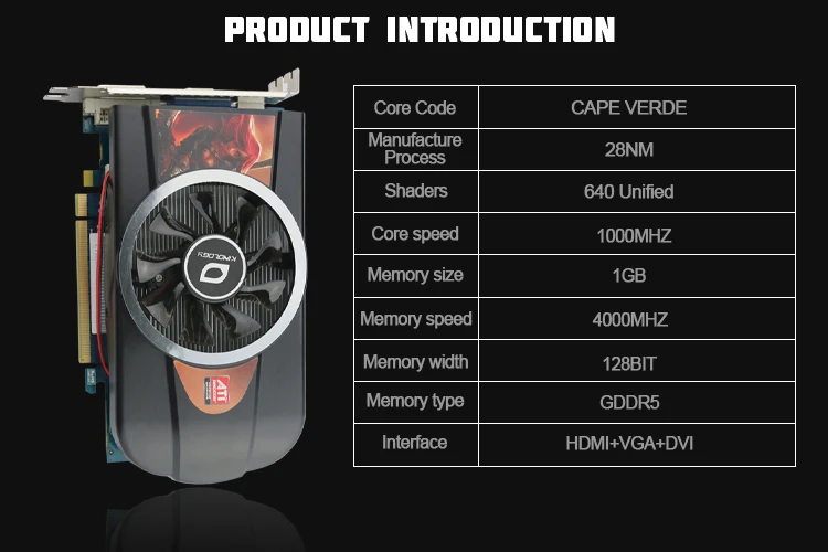 Видеокарты VEINEDA видеокарта HD7770 1 ГБ 128 бит GDDR5 для игр ATI Radeon