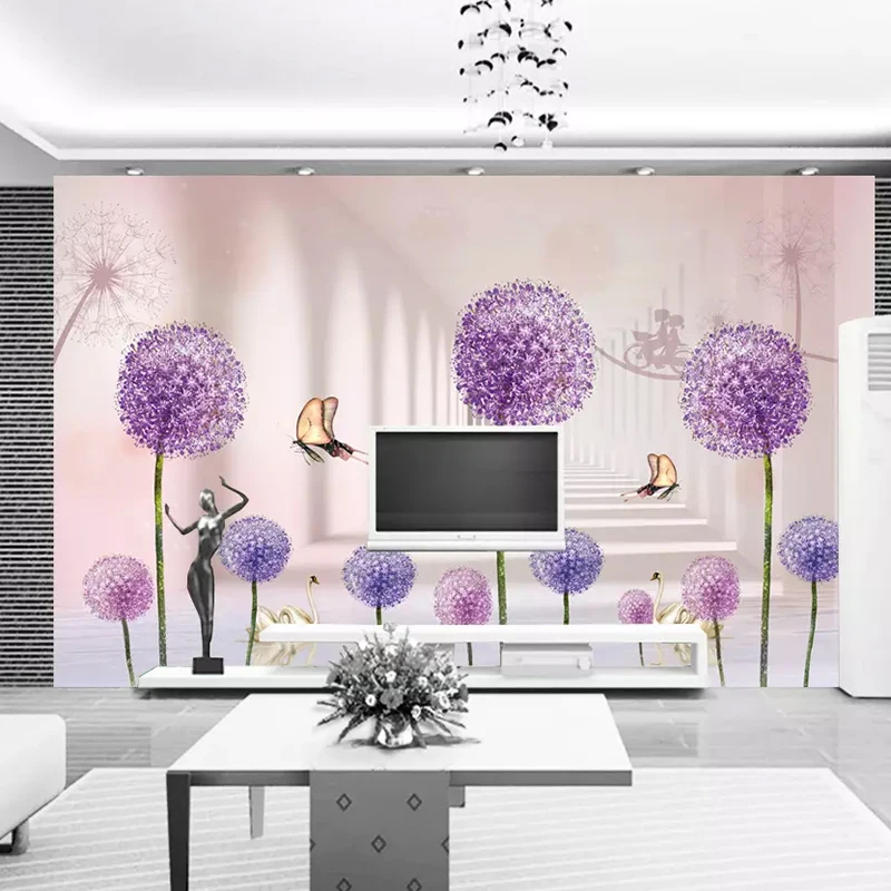 Современный простой 3D стерео канал Одуванчик фото настенная бумага гостиная