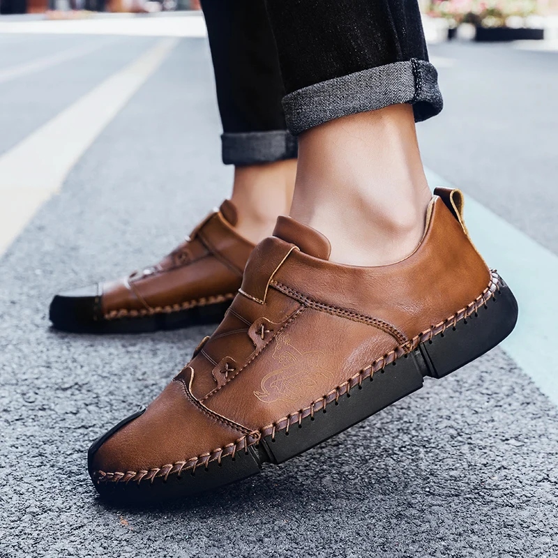 Mynde Men's Leather Casual Shoes Moccasins Men Loafers Luxury Brand Spring New Fashion Sneakers Male Boat Suede Krasovki | Обувь