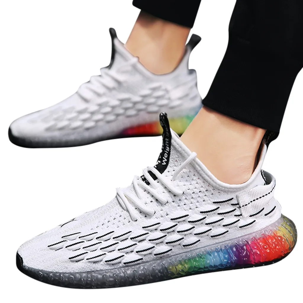 New Man Casual Sneakers Men's Vulcanize Shoes Fashion Rainbow Jelly Soles Men Sneakers Outdoor Breathable Men Shoes