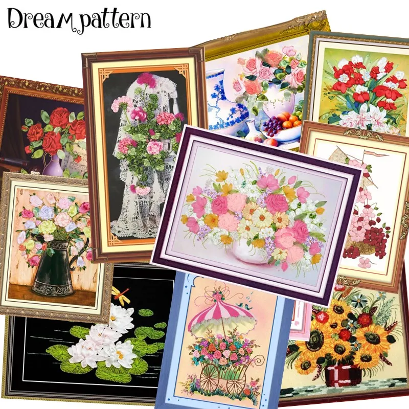 Прозрачный запас очень дешево набор для Набор вышивки лентами розовые цветы