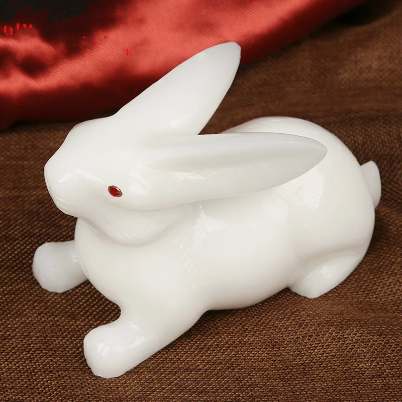 Мультфильм животных открытый свет нефритовый кролик каменный орнамент белый