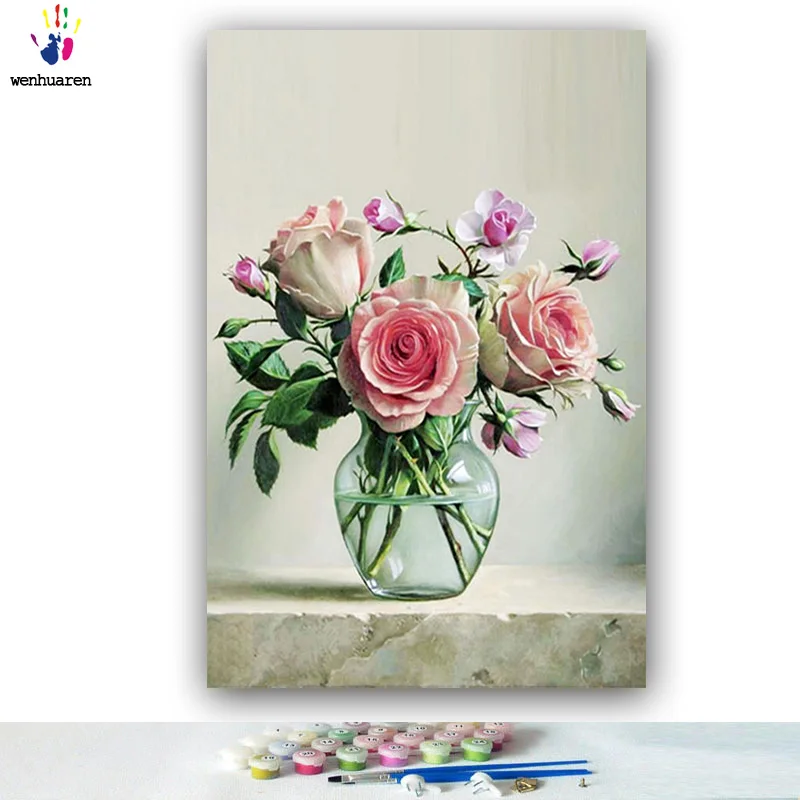 Раскраска по номерам сделай сам с цветами Розовая орхидея Цветочная композиция